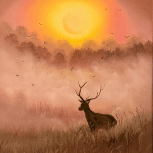 ten-point-buck-sunset-painting